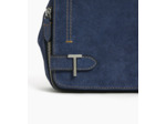 Petit sac bandoulière Simone en cuir suède effet denim