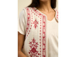 Gilet sans manches brodé en gaze de coton