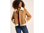 Veste courte en faux suède doublé fausse fourrure