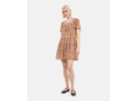 Robe courte imprimé fleuri camel / brown