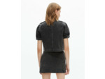 Blouson court en denim avec boutons militaires black washed
