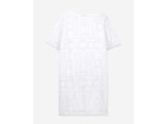 Robe courte manches courtes flower embroidery white