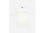 Tee-shirt manches courtes empiecement dentelle ecru