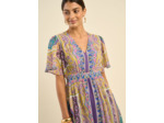 Robe longue décolleté V à motifs