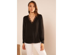 Blouse col V avec insert de dentelle