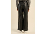 Pantalon large taille haute en similicuir