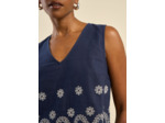Top sans manches brodé