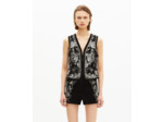 Gilet en velours brodé noir black