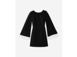 Robe courte en velours manche longue avec dentelle black