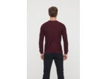 Pull basique col rond maille fantaisie en coton bio avec print poitrine