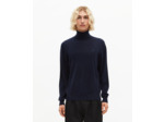 Pull col roulé en laine mérinos marine bleu