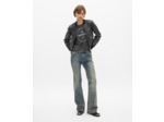 Blouson en cuir effet vintage noir black washed