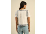 Gilet sans manches brodé en gaze de coton