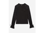 T-shirt manches longues en dentelle black washed