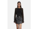 T-shirt manches longues en dentelle black washed