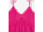 Robe courte a manches courte crinckle fushia
