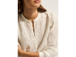 Blouse en double gaze de coton brodée à manches longues