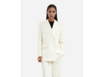Veste smoking double boutonnage revers satin ecru