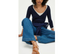 Pull V en maille bicolore - JANETTE