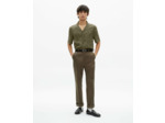 Chemise a manhces courtes en jacquard olive kaki