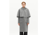 Manteau long en laine double face avec cape gris grey