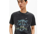 T-shirt avec sérigraphie panthère noir black washed
