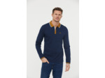 Polo manches longues détails col et poignet zip et broderie poitrine contrastée