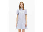 Robe chemise a manches courtes avec plisses blue white