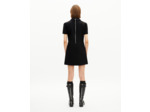 Robe courte col claudine en satin noire black