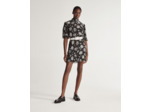 Robe Courte Manches 3/4 Avec Jupe Plissee En Dandy Jacquard