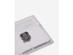 Porte-cartes en cuir avec ecusson mettalique silver
