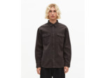 Surchemise à rayures fondues marron et bleue washed grey