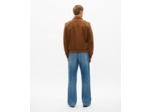 Blouson cuir a zip camel