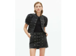 Blouson court en denim avec boutons militaires black washed