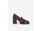 Mocassins à talons en cuir marrons brown