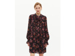 Robe courte imprimé fleuri en soie mélangée bordeaux black