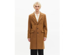 Manteau en laine col revers en cuir camel camel