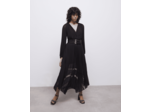 Robe longue plissée avec dentelle noire black