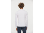 T-shirt Basique col tunisien fantaisie manches longues en coton bio et print poitrine