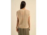 Pull ajouré à col rond et sans manches