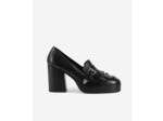 Mocassins à talons en cuir noirs black