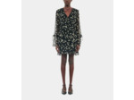 Robe courte avec imprimé fleuri en soie black white