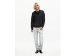Pull col rond en laine double face gris dark grey melange