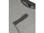 Pull col rond bi-color middle grey / anthracite