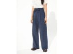Pantalon large carreaux navy orange