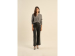 Pantalon large taille haute en similicuir
