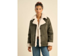 Manteau en fausse peau lainée