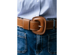 Large ceinture en cuir détails surpiqûres