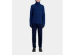 Pull col cheminee zippe et torsades royal blue - dark navy