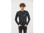 T-shirt manches longues en coton slub allover et flock print "Lee Cooper"